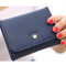Women PU Leather Card Holder Coin Bag Cute Trifold Wallet  - Blue