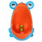 Lovely Frog Children Potty Toilet Training Brush Cleaning Kids Urinal Kid Boy Pee Removable Bathroom - Blue+Orange
