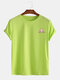 Mens Cotton Cartoon Sloth Solid Color Short Sleeve Casual T-Shirt - Green