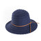 Woman Multi-color Openwork Petal Pattern Summer Sunscreen Woven Straw Hat - Blue