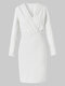 Solid Color V-neck Long Sleeve Plus Size Bodycon Dress for Women - White