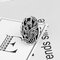 Vintage Finger Ring Hollow Carve Music Match Rhinestone Oval Geometric Ring Ethnic Jewelry for Women - Black