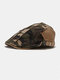 Men Cotton Camouflage Casual Sunshade Forward Hat Flat Cap Beret - Khaki