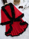 Elegant Faux Fur Patchwork Layered Irregular Women Cloak Coats - Red