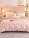 3/4PCS Plush Pink Flower Pattern Bedding Sets Bedspread Quilt Cover Sheet Pillowcase - Pink
