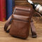 Men's Genuine Leather Mini Messenger 7 Inch Waist Bag Multifunctional Phone Bag Crossbody Bag - Brown