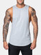 Mens Pure Color Cotton Jogging Sport Tank Tops - Gray