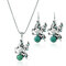 Bohemian Diamond Hollow Butterfly Jewelry Set Turquoise Clavicle Necklaces Drop Earrings for Women - As Picture