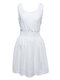 White Sleeveless Burn-out Tunic Elastic Waist Mini A-Line Dress - White
