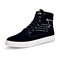 Men Brief High Top Letter Pattern Zipper Lace Up Casual Skate Shoes - Blue