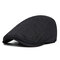Men Adjustable Cotton Solid Color Beret Cap Sunshade Casual Outdoors Peaked Forward Hat - Black