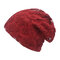 Women Solid Flower Patter Ethnic Cotton Breathable Elastic Vintage Comfortable Beanie Hat  - Red
