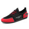 Men Casual Lace-up Suede Letter Pattern Hard Wearing Driving Shoes - Black Red