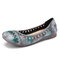 SOCOFY Handmade Leather Cutout Tie-dyed Slip On Comfy Soft Flats - Blue