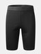 Mens Fitness Solid Color Elastic Skinny High Waist Shapewear Shorts With Side Pocket - Black