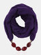 Vintage Geometric-shape Beaded Pendant Solid Color Bali Yarn Acrylic Scarf Necklace - Purple