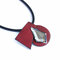 Trendy Women Necklace Leather Crystal Brooch Necklace - Red
