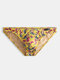Men Sexy Floral Print Briefs Breathable Colorful Knitting Casual Low Rise Underwear - Yellow