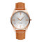 YAZOLE Minimalist Watches Luxury Decorative Pattern Leather Quartz Wristwatch Gift for Men  - Sliver+Brown
