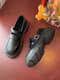 Sapatos femininos casuais confortáveis com bico largo Black Mary Jane - Preto fosco