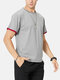 Mens Contrast Letter Print Crew Neck Short Sleeve Fitness Sport T-Shirts - Gray