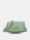 Women Faux Leather Large Capacity Chain French Underarm Bag Handbag Shoulder Bag - Green