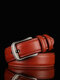 Men Second Layer Cowhide Solid Color Alloy Pin Buckle Casual Business Belt - Red Brown