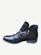 حذاء نسائي مسطح مقاس كبير يمكن ارتداؤه اللون سادة من الجانب بسحاب جانبي غير رسمي - أسود