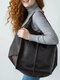 Women's Vintage PU Leather Oversize Brown Capacity Shoulder Bag Handbag Tote Bag - Dark Brown