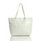 Women Elegant Large Capacity Grid Handbag Ladies Casual Zipper Shoulder Bag - White