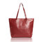 Women Elegant Large Capacity Grid Handbag Ladies Casual Zipper Shoulder Bag - Wine Red