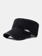 Men Denim Label Solid Color Retro Casual Military Hat - Black
