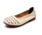 Socofy Leather Breathable Soft Comfortable Round Toe Casual Flats - Beige