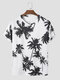 Mens Coconut Tree Print Crew Neck Holiday Short Sleeve T-Shirts - White