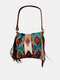 JOSEKO Ladies Polyester Retro Casual Ethnic Style Shoulder Bag Bohemian Multifunctional Storage Tote Bag - Blue