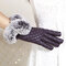 Women Winter Touch Screen Gloves PU leather Windproof Warm Faux Rabbit Fur Gloves - Purple