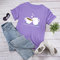 Women's T-shirt Round Neck Cotton Women's Short-sleeved Printed Shirt Creative Coffee Loose Large Size Bottoming Shirt - Purple