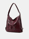 JOSEKO Women's Microfiber Retro Casual Backpack Soft Leather Simple Shoulder Bag - Wine Red