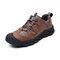 Men Outdoor Cap Toe Non Slip Lace Up Casual Hiking Shoes - Brown