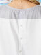 Striped Print Back Button Short Sleeve Casual Blouse - Khaki