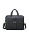 Menico Men's Faux Leather Business Casual Tote Briefcase Crossbody Large Capacity Laptop Bag - Black