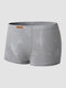 Men Modal Lion Print Applique Lightly Lined Soft Elastic Breathable Boxers Briefs - Gray