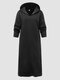 Plus Size Casual Hooded Pocket Maxi Dress - Black