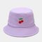 Women & Men Cotton Fruit Embroidery Bucket Hat - Purple