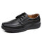 Men Pure Color Leather Non Slip Soft Sole Casual Shoes  - Black