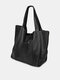Soft Faux Leather Vintage Brush Color Large Capacity 14 Inch Laptop Handbag Shoulder Bag Oversized Shopping Bag Tote - Black