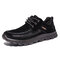 Men Microfiber Leather Non Slip Hand Stitching Comfy Casual Shoes  - Black