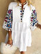 Ethnic Flower Print Tassles 3/4 Sleeve Dress For Women - #01