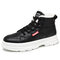 Men PU Leather Waterproof Warm Lining Non Slip Casual Boots - Black