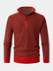 Mens Knitted Jacquard Stand Collar Zipper Design Casual Pullover Sweaters - Wine Red